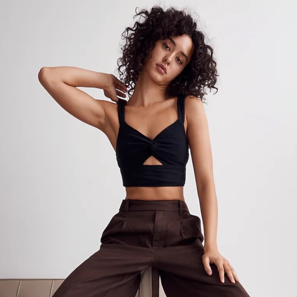 Madewell Cutout Knot-Front Crop Tank Top